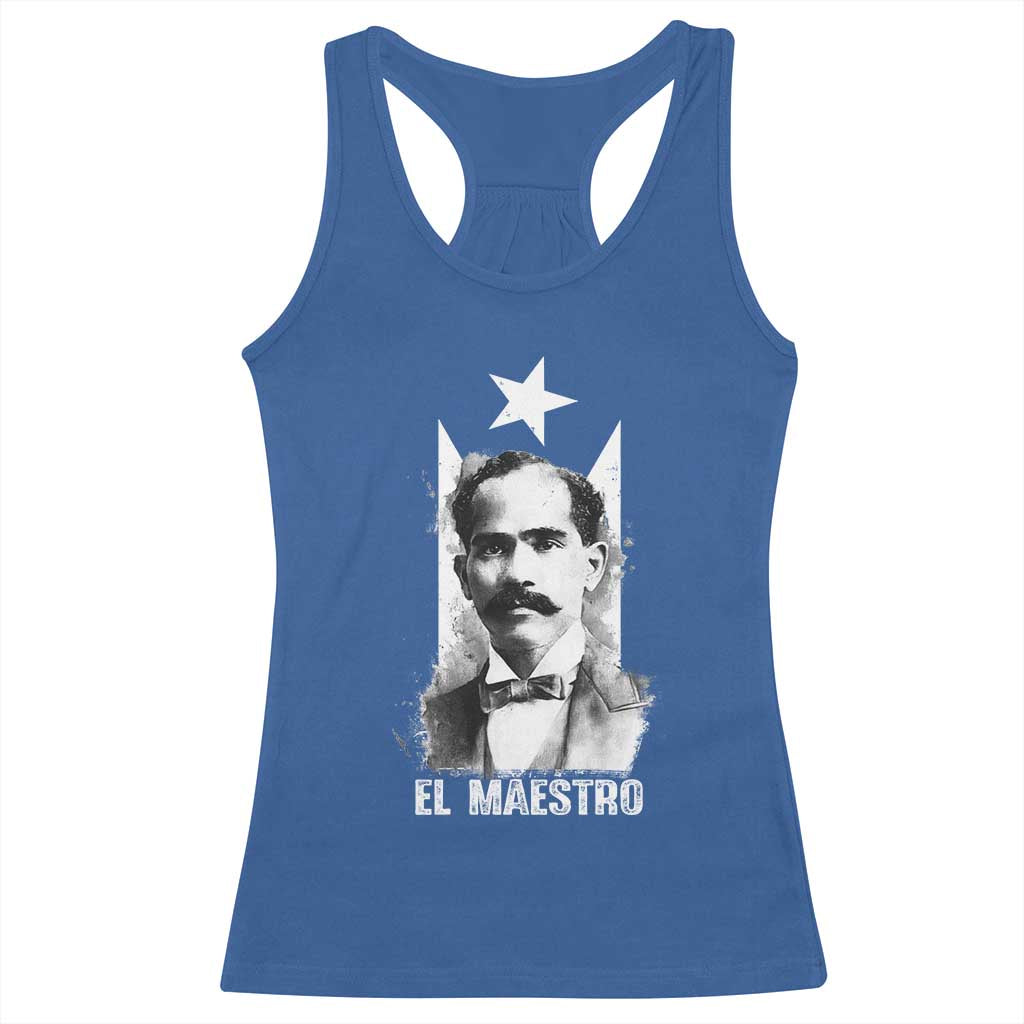 Pedro Albizu Campos Racerback Tank Top El Maestro Black Puerto Rico Flag - Wonder Print Shop