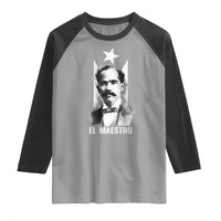 Pedro Albizu Campos Raglan Shirt El Maestro Black Puerto Rico Flag - Wonder Print Shop