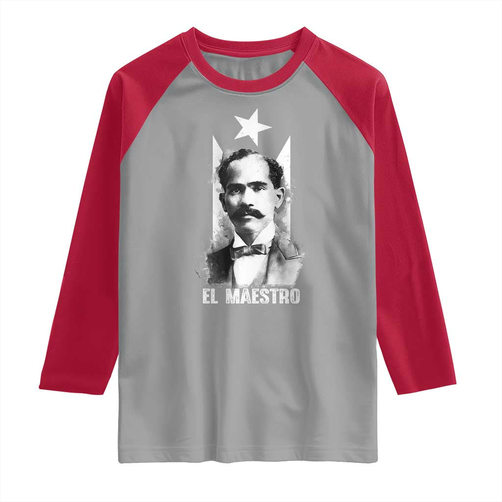 Pedro Albizu Campos Raglan Shirt El Maestro Black Puerto Rico Flag - Wonder Print Shop