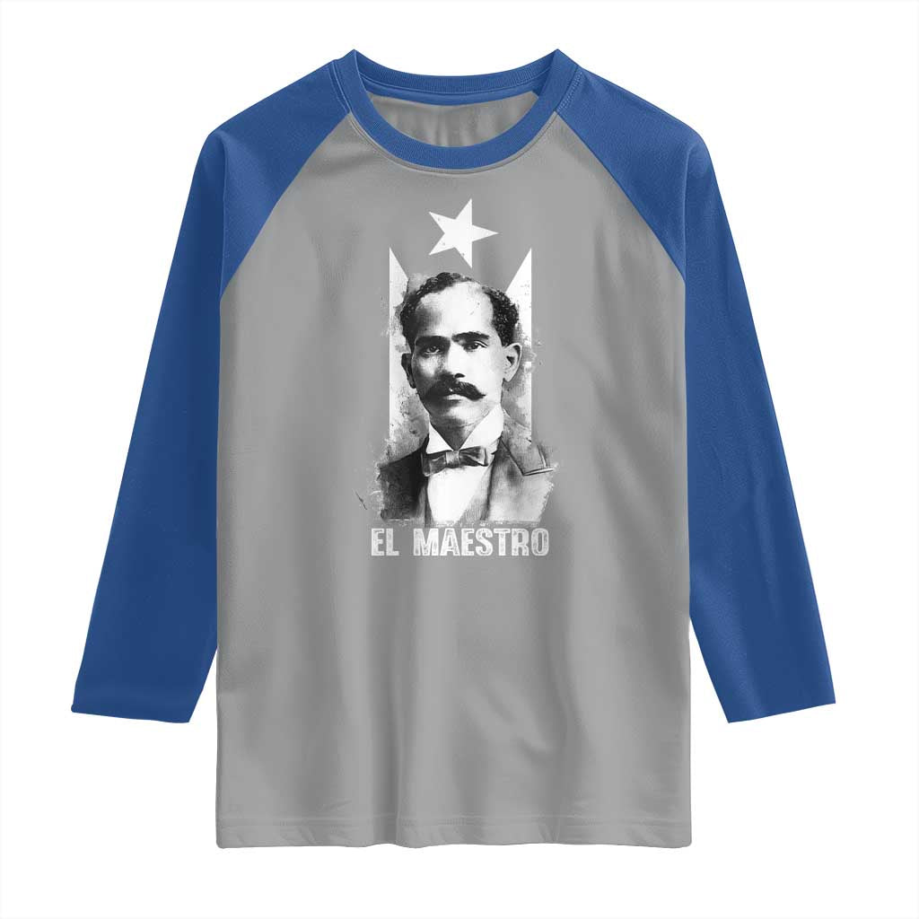 Pedro Albizu Campos Raglan Shirt El Maestro Black Puerto Rico Flag - Wonder Print Shop