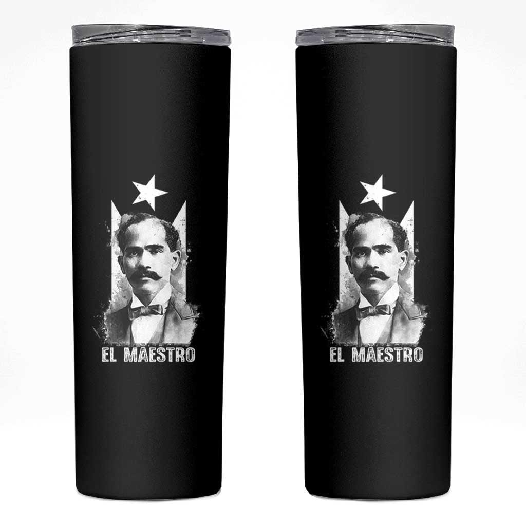 Pedro Albizu Campos Skinny Tumbler El Maestro Black Puerto Rico Flag - Wonder Print Shop