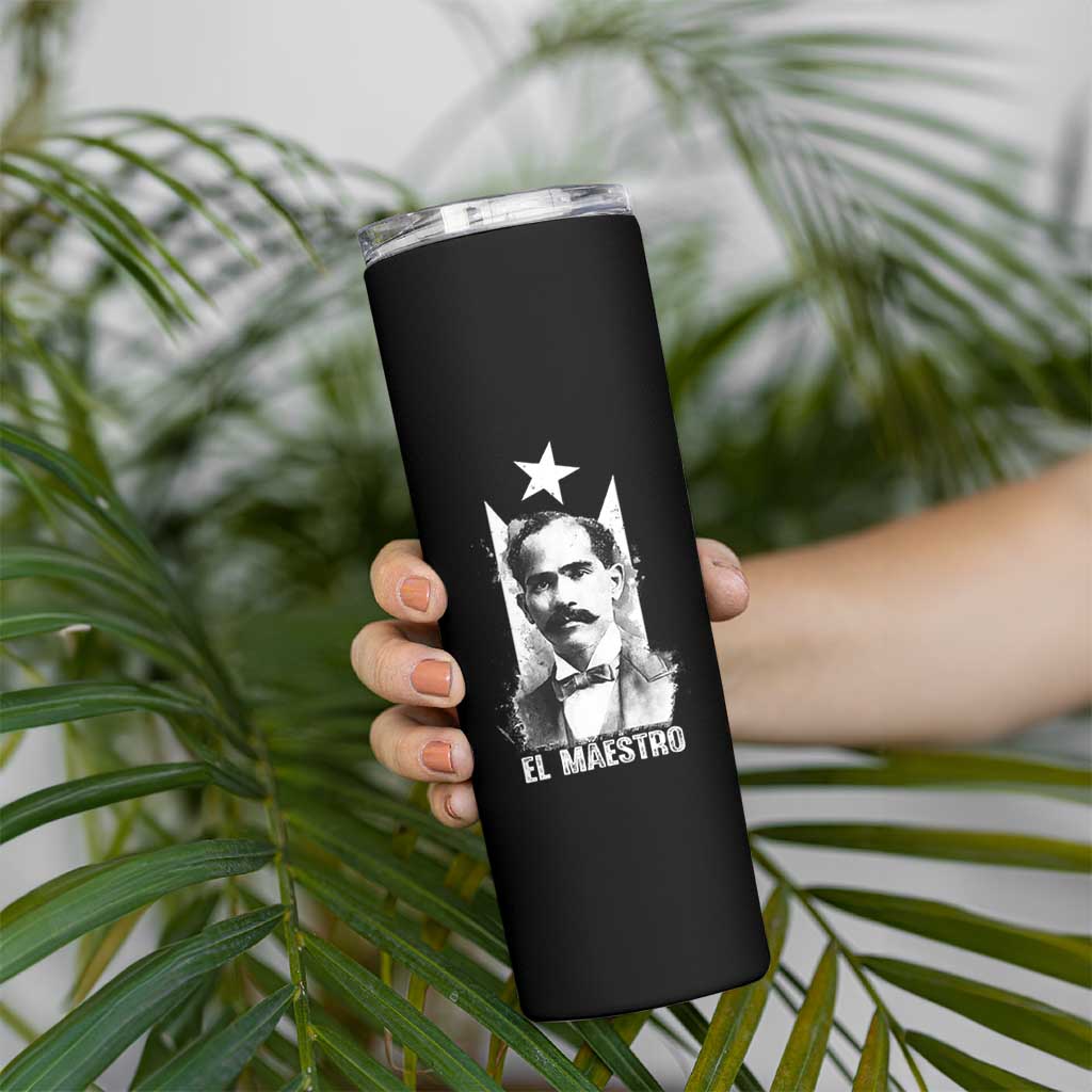 Pedro Albizu Campos Skinny Tumbler El Maestro Black Puerto Rico Flag - Wonder Print Shop