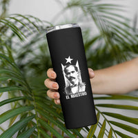 Pedro Albizu Campos Skinny Tumbler El Maestro Black Puerto Rico Flag - Wonder Print Shop