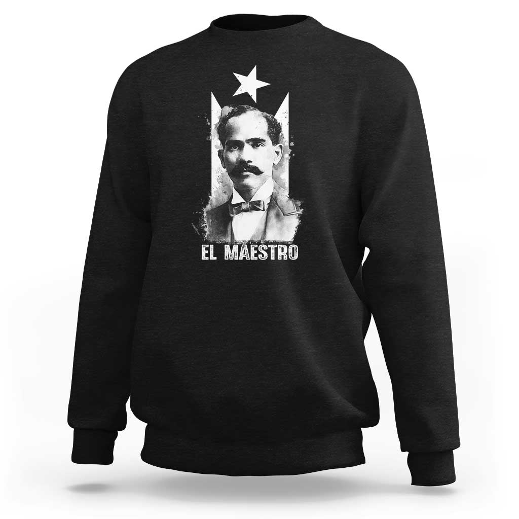 Pedro Albizu Campos Sweatshirt El Maestro Black Puerto Rico Flag - Wonder Print Shop