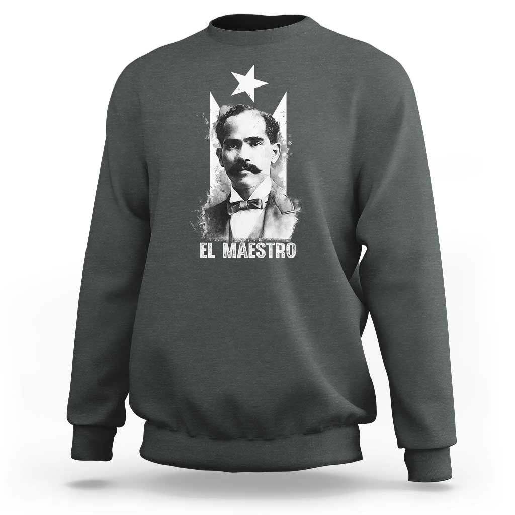 Pedro Albizu Campos Sweatshirt El Maestro Black Puerto Rico Flag - Wonder Print Shop
