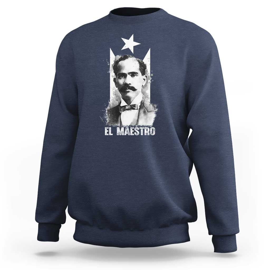 Pedro Albizu Campos Sweatshirt El Maestro Black Puerto Rico Flag - Wonder Print Shop