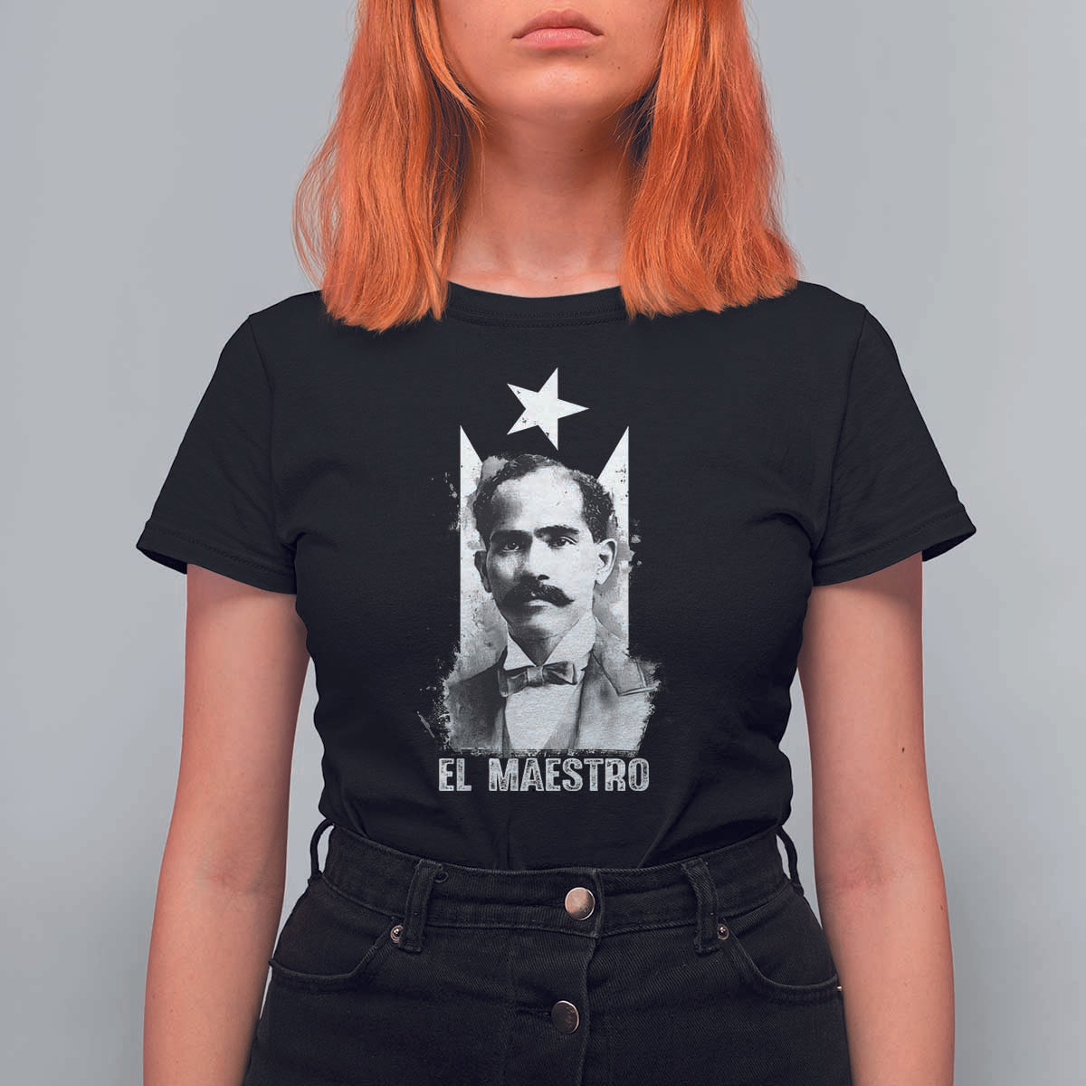 Pedro Albizu Campos T Shirt For Women El Maestro Black Puerto Rico Flag - Wonder Print Shop
