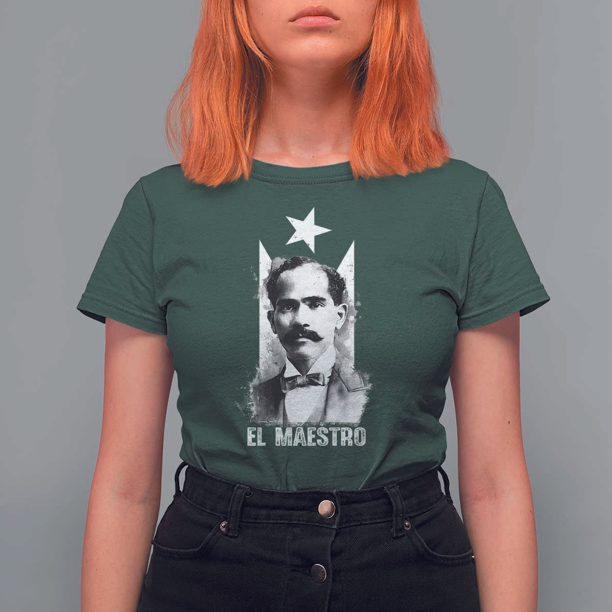 Pedro Albizu Campos T Shirt For Women El Maestro Black Puerto Rico Flag - Wonder Print Shop