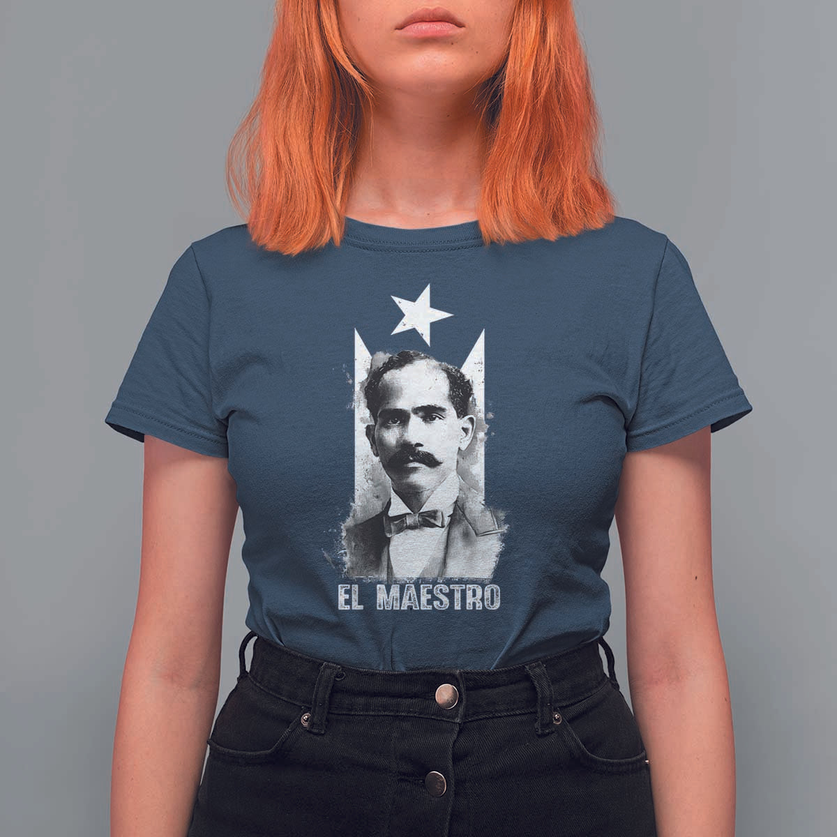 Pedro Albizu Campos T Shirt For Women El Maestro Black Puerto Rico Flag - Wonder Print Shop