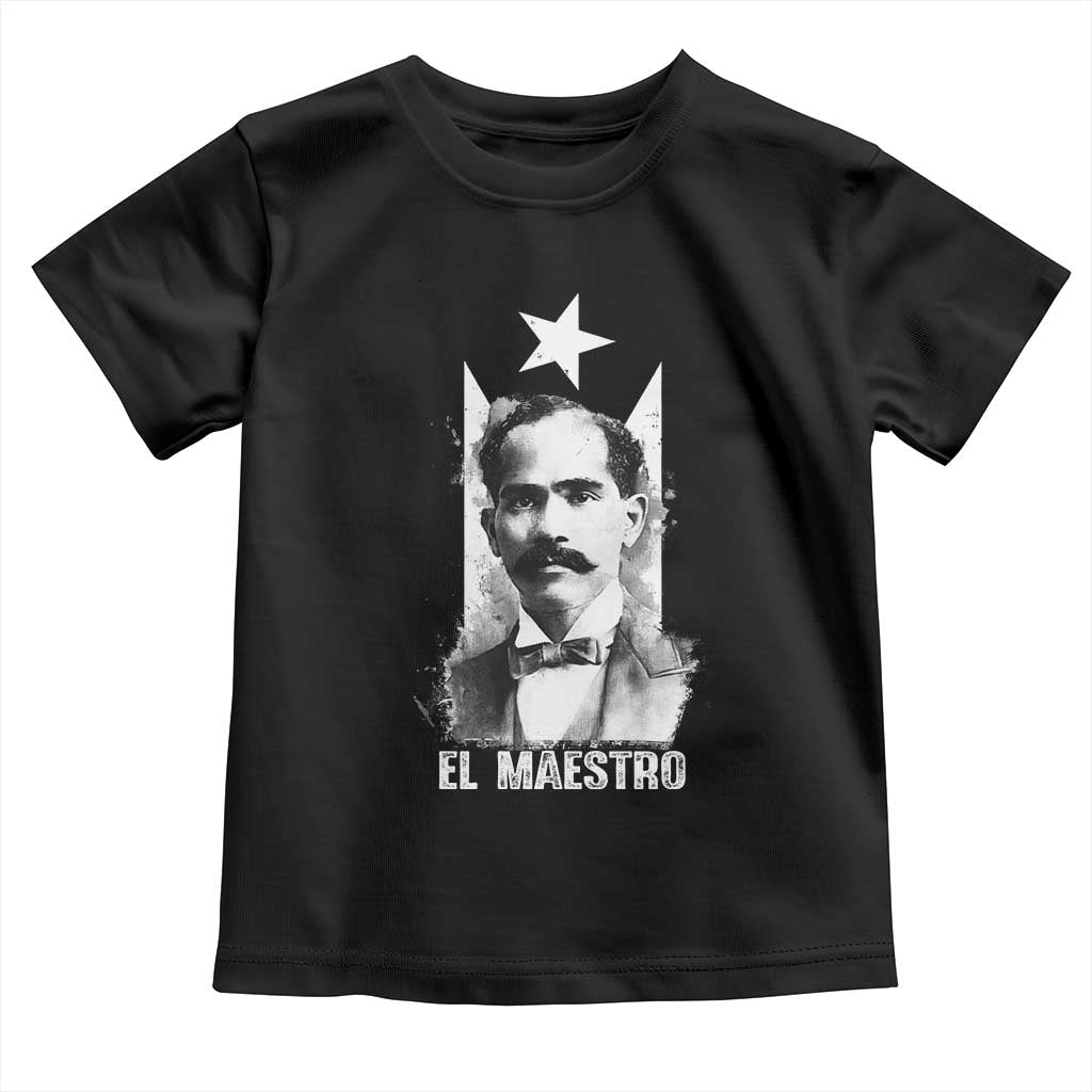 Pedro Albizu Campos Toddler T Shirt El Maestro Black Puerto Rico Flag - Wonder Print Shop