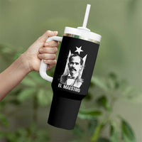 Pedro Albizu Campos Tumbler With Handle El Maestro Black Puerto Rico Flag - Wonder Print Shop