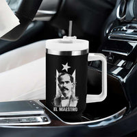 Pedro Albizu Campos Tumbler With Handle El Maestro Black Puerto Rico Flag - Wonder Print Shop