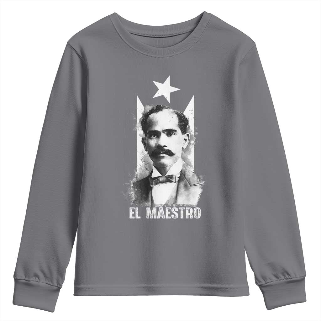 Pedro Albizu Campos Youth Sweatshirt El Maestro Black Puerto Rico Flag - Wonder Print Shop