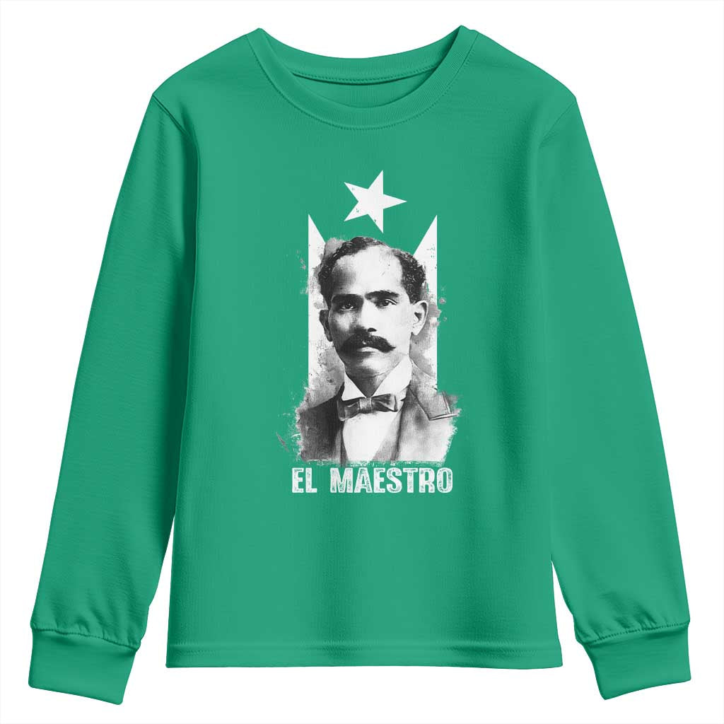 Pedro Albizu Campos Youth Sweatshirt El Maestro Black Puerto Rico Flag - Wonder Print Shop