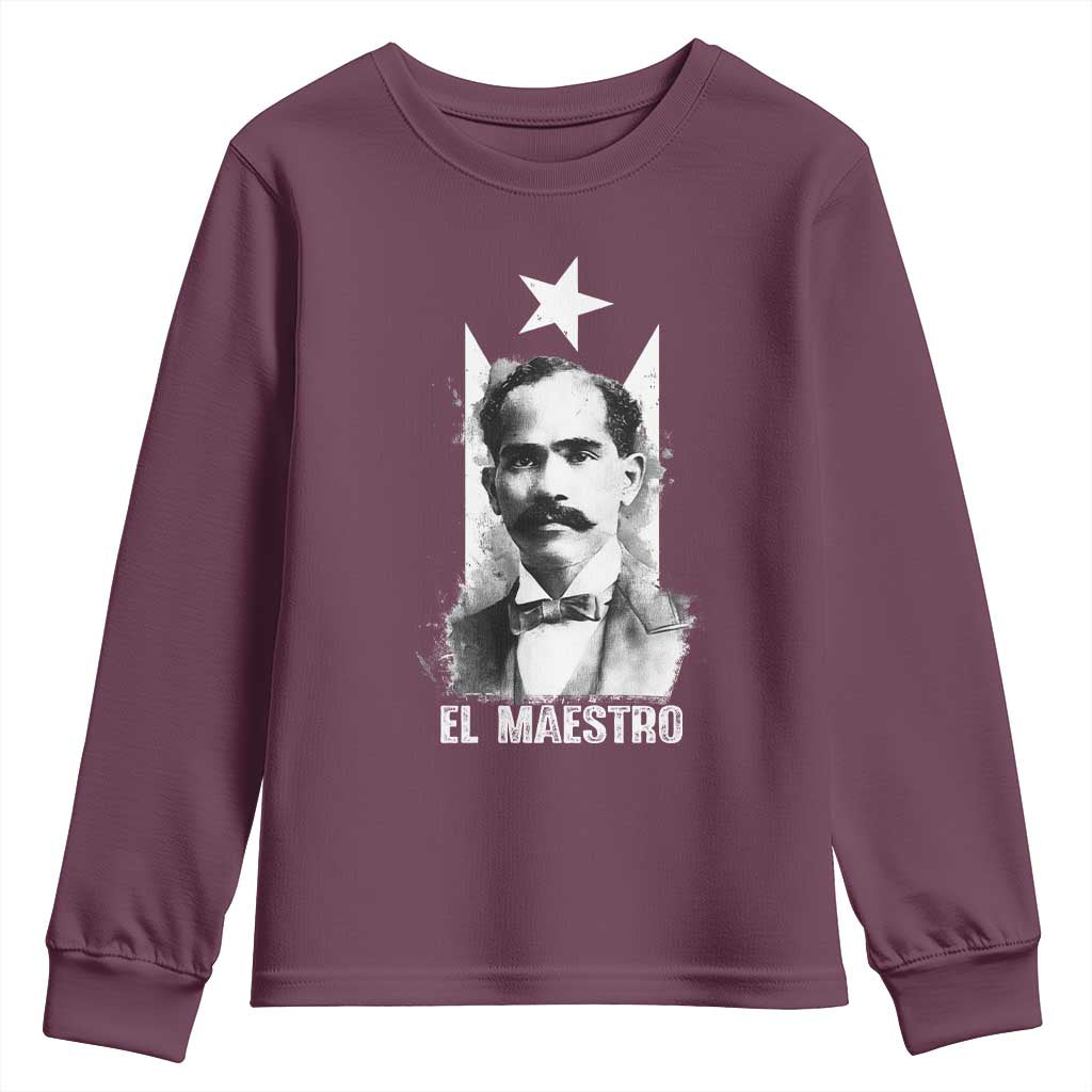 Pedro Albizu Campos Youth Sweatshirt El Maestro Black Puerto Rico Flag - Wonder Print Shop