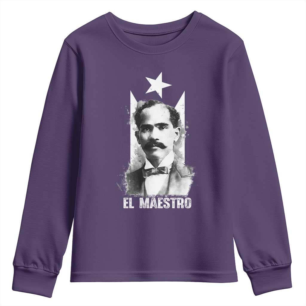 Pedro Albizu Campos Youth Sweatshirt El Maestro Black Puerto Rico Flag - Wonder Print Shop