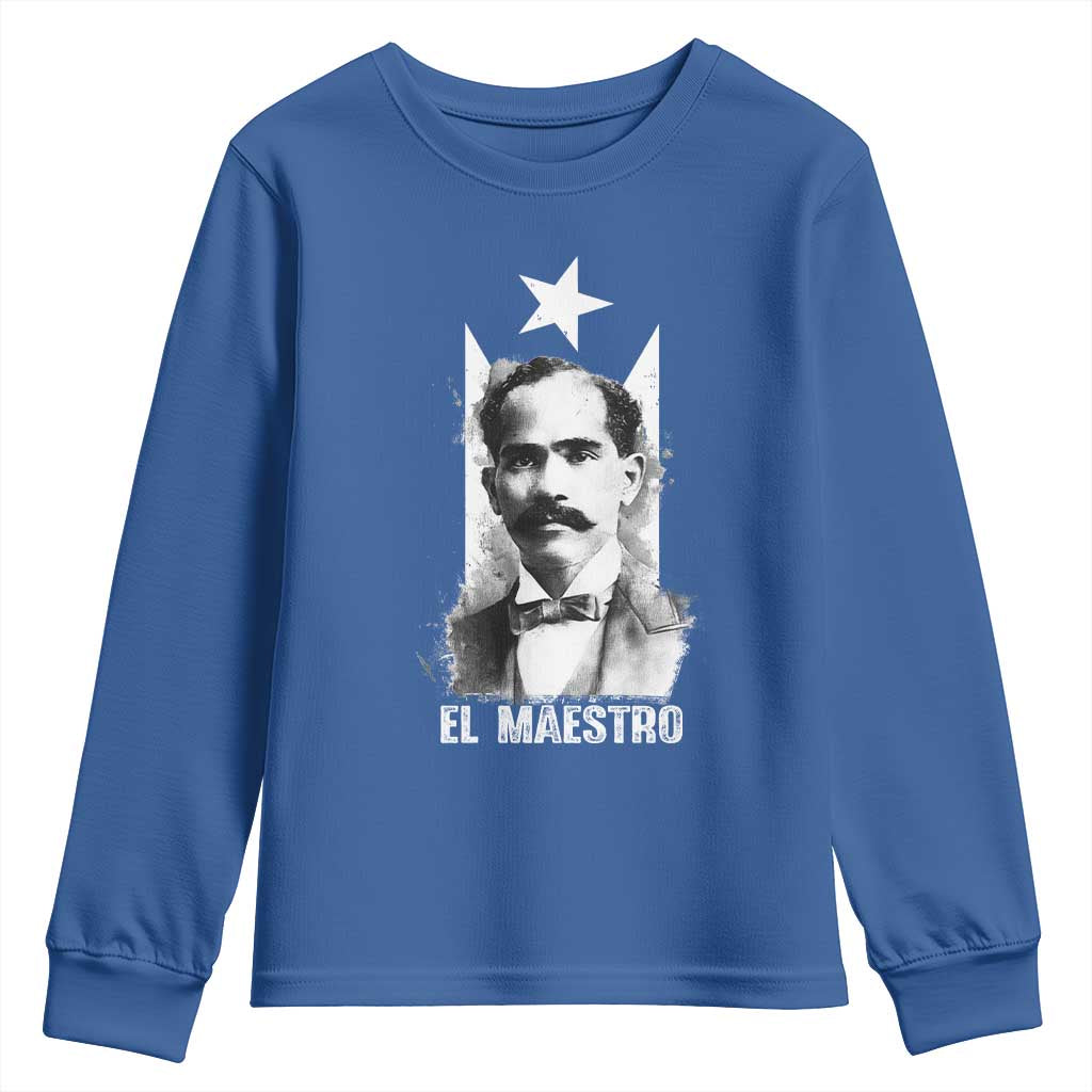 Pedro Albizu Campos Youth Sweatshirt El Maestro Black Puerto Rico Flag - Wonder Print Shop