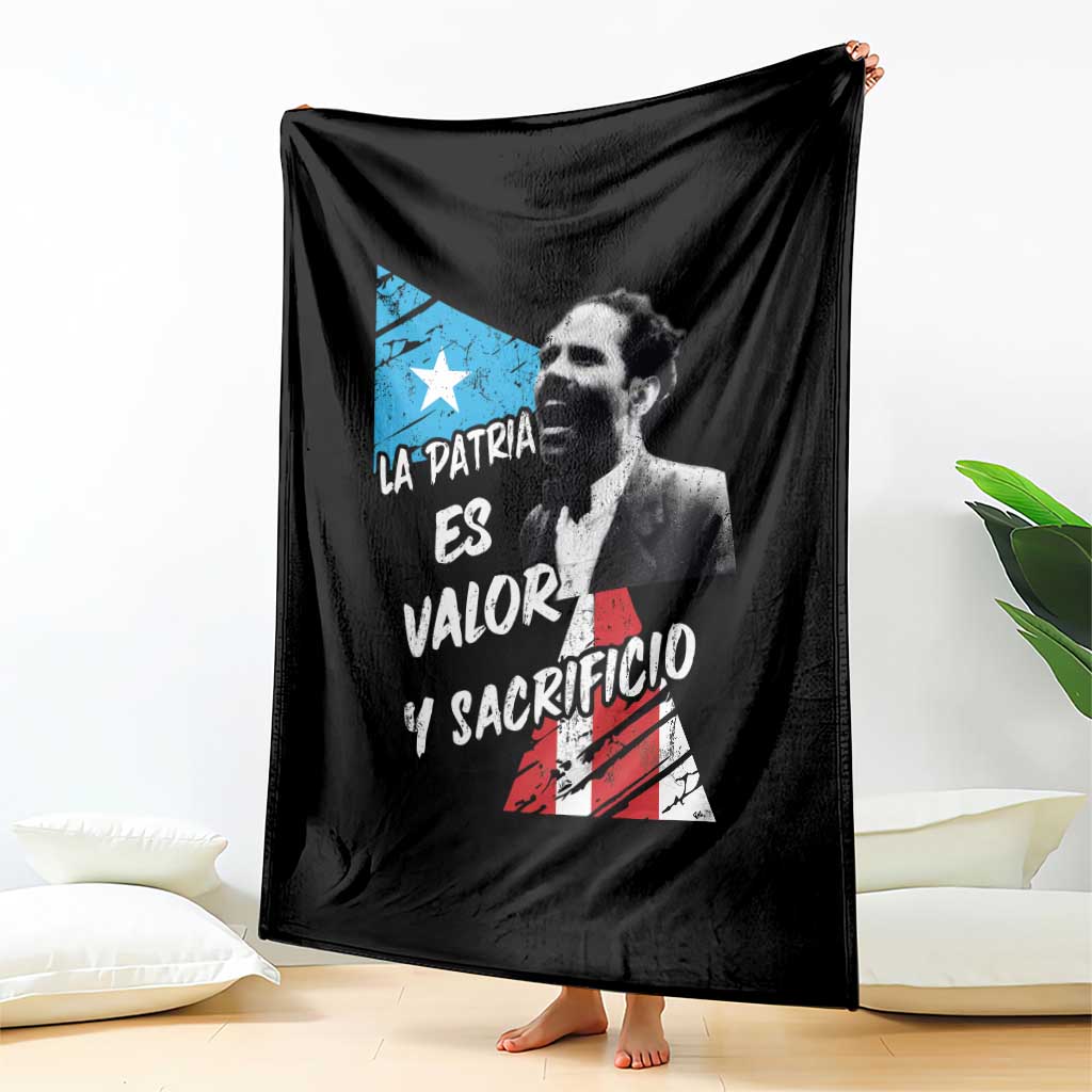 Pedro Albizu Campos Throw Blanket La Patria Es Valor Y Sacrificio Puerto Rican Leader - Wonder Print Shop