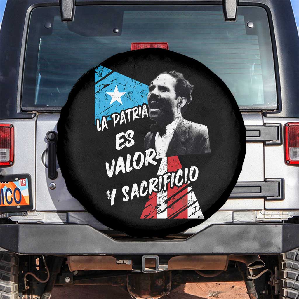 Pedro Albizu Campos Spare Tire Cover La Patria Es Valor Y Sacrificio Puerto Rican Leader - Wonder Print Shop