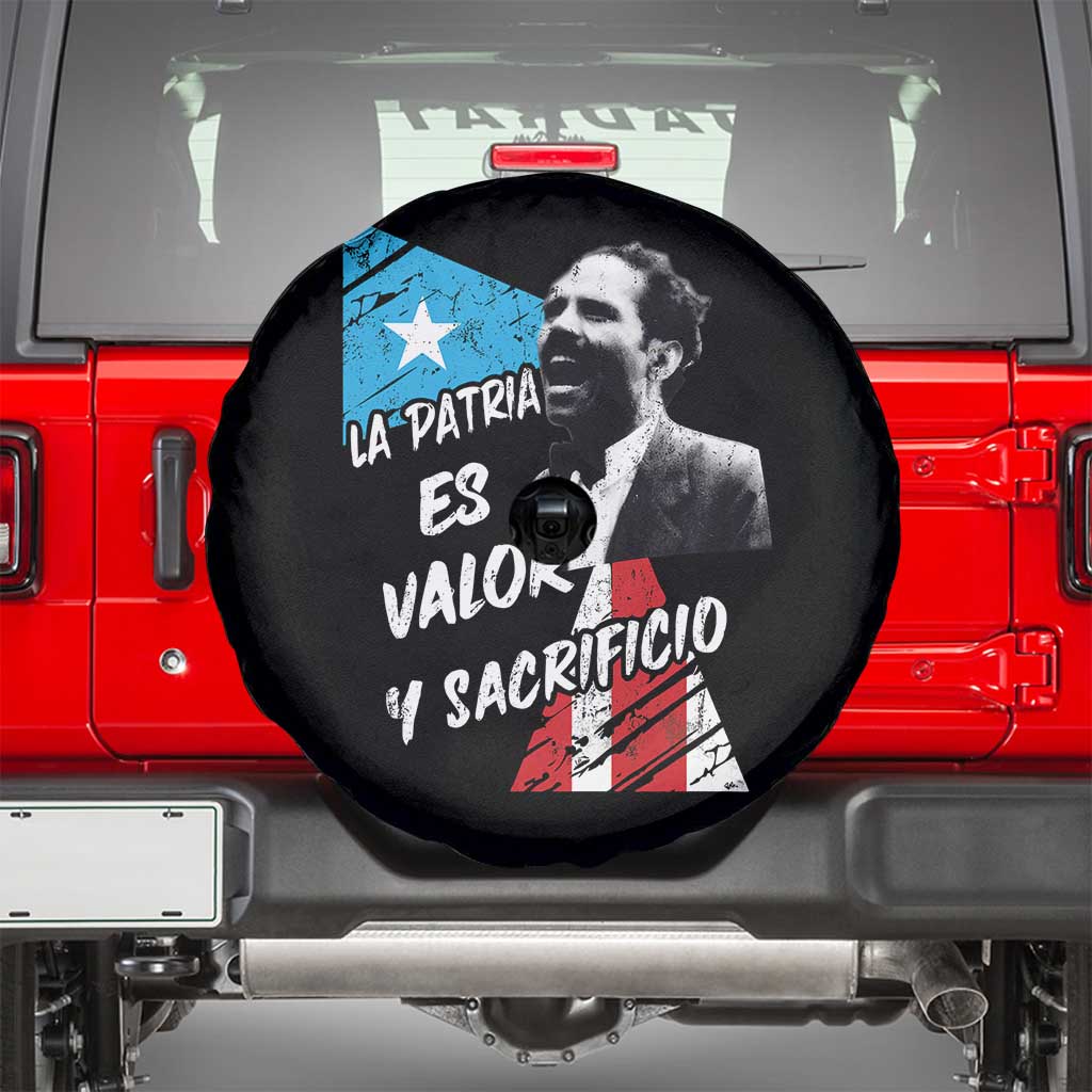 Pedro Albizu Campos Spare Tire Cover La Patria Es Valor Y Sacrificio Puerto Rican Leader - Wonder Print Shop