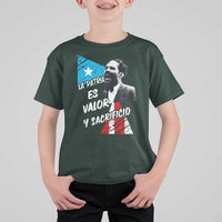 Pedro Albizu Campos T Shirt For Kid La Patria Es Valor Y Sacrificio Puerto Rican Leader - Wonder Print Shop