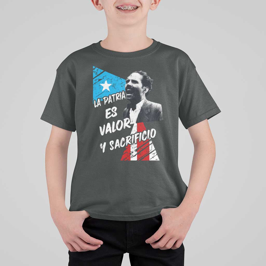 Pedro Albizu Campos T Shirt For Kid La Patria Es Valor Y Sacrificio Puerto Rican Leader - Wonder Print Shop