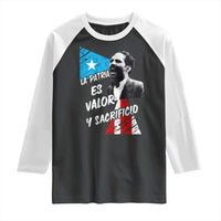 Pedro Albizu Campos Raglan Shirt La Patria Es Valor Y Sacrificio Puerto Rican Leader - Wonder Print Shop