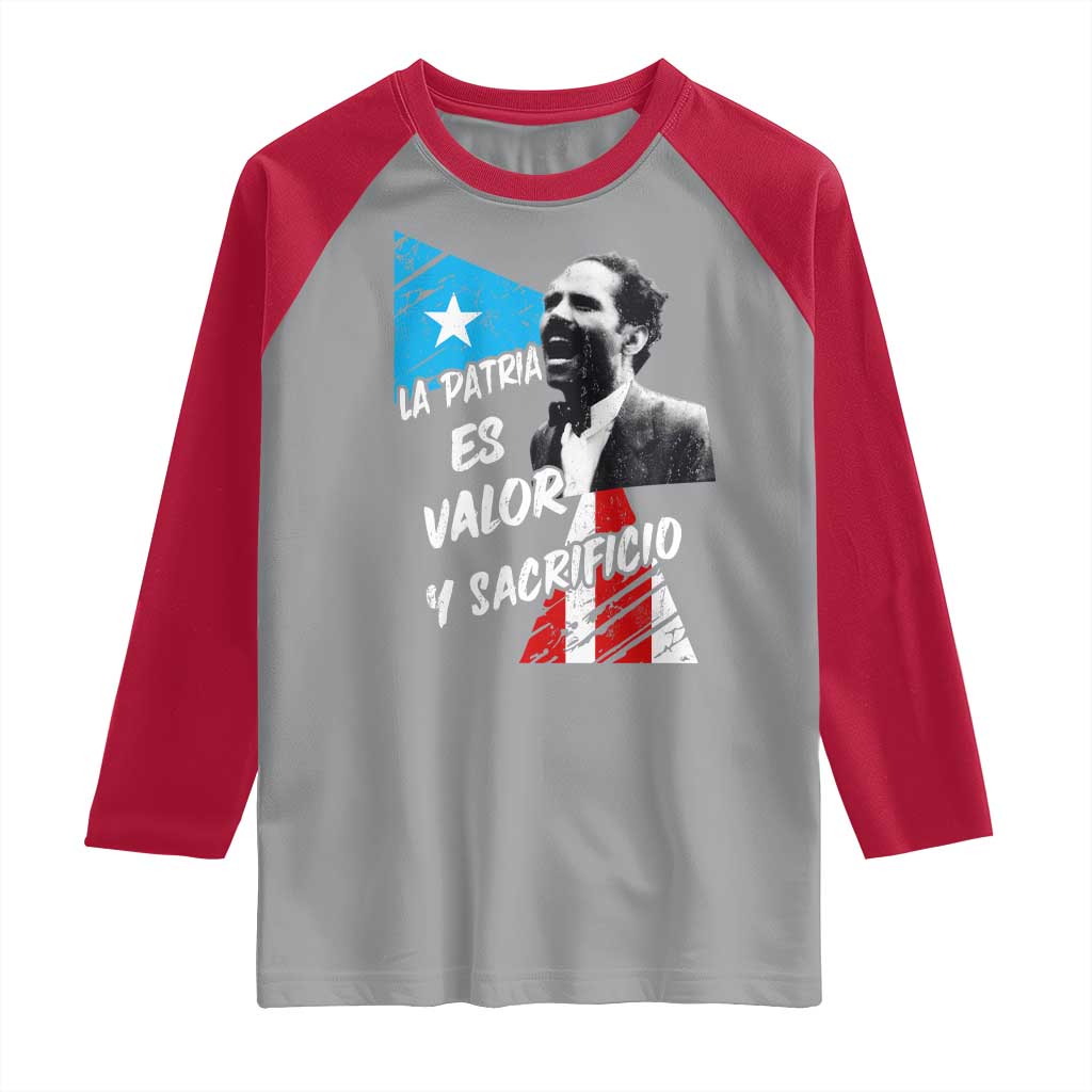 Pedro Albizu Campos Raglan Shirt La Patria Es Valor Y Sacrificio Puerto Rican Leader - Wonder Print Shop