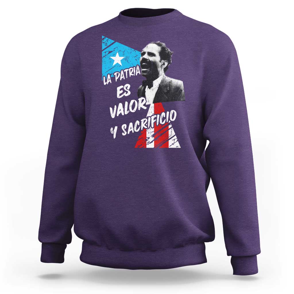 Pedro Albizu Campos Sweatshirt La Patria Es Valor Y Sacrificio Puerto Rican Leader - Wonder Print Shop