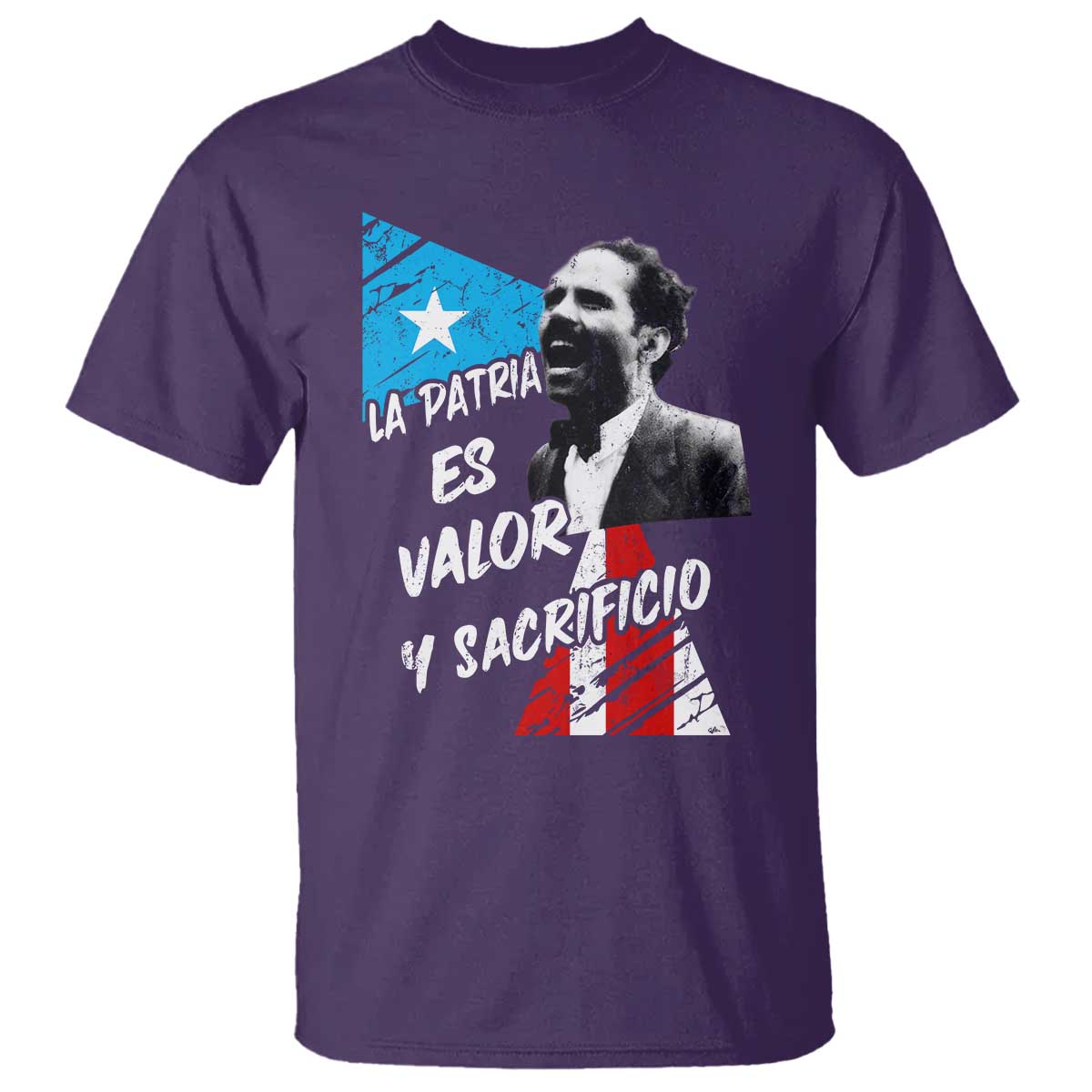 Pedro Albizu Campos T Shirt La Patria Es Valor Y Sacrificio Puerto Rican Leader - Wonder Print Shop