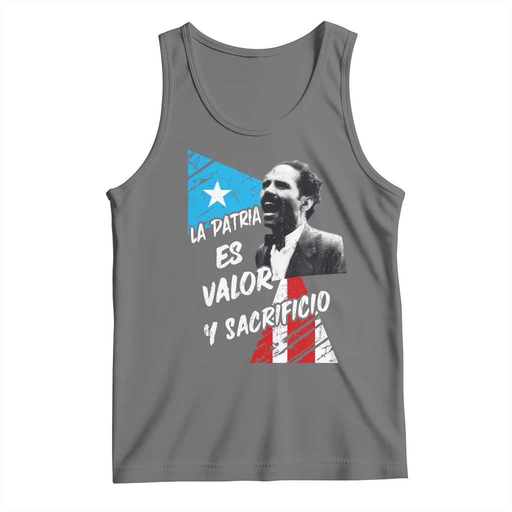 Pedro Albizu Campos Tank Top La Patria Es Valor Y Sacrificio Puerto Rican Leader - Wonder Print Shop