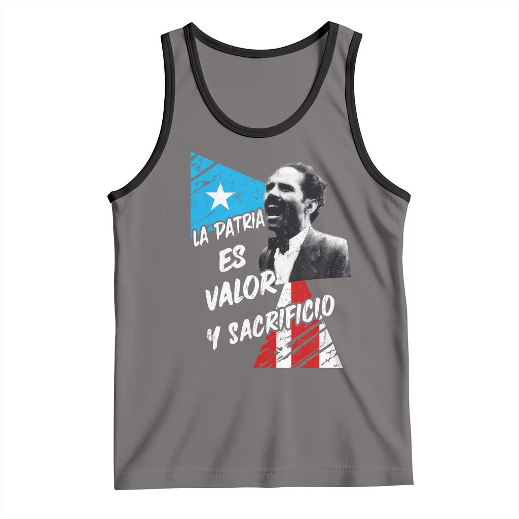 Pedro Albizu Campos Tank Top La Patria Es Valor Y Sacrificio Puerto Rican Leader - Wonder Print Shop