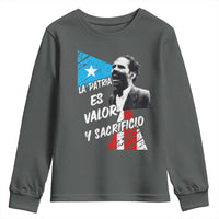 Pedro Albizu Campos Youth Sweatshirt La Patria Es Valor Y Sacrificio Puerto Rican Leader - Wonder Print Shop