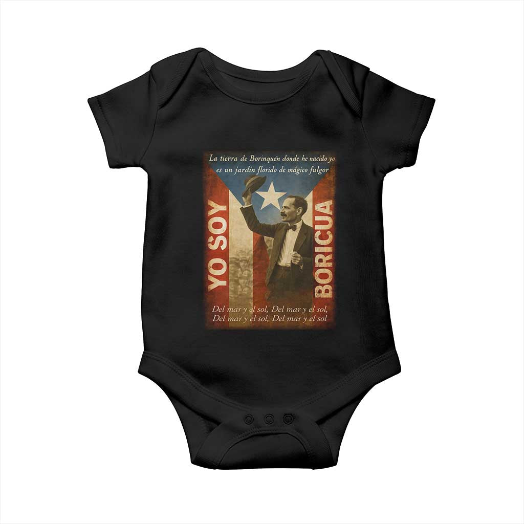 Pedro Albizu Campos Baby Onesie Yo Soy Boricua Vintage Puerto Rican Flag - Wonder Print Shop