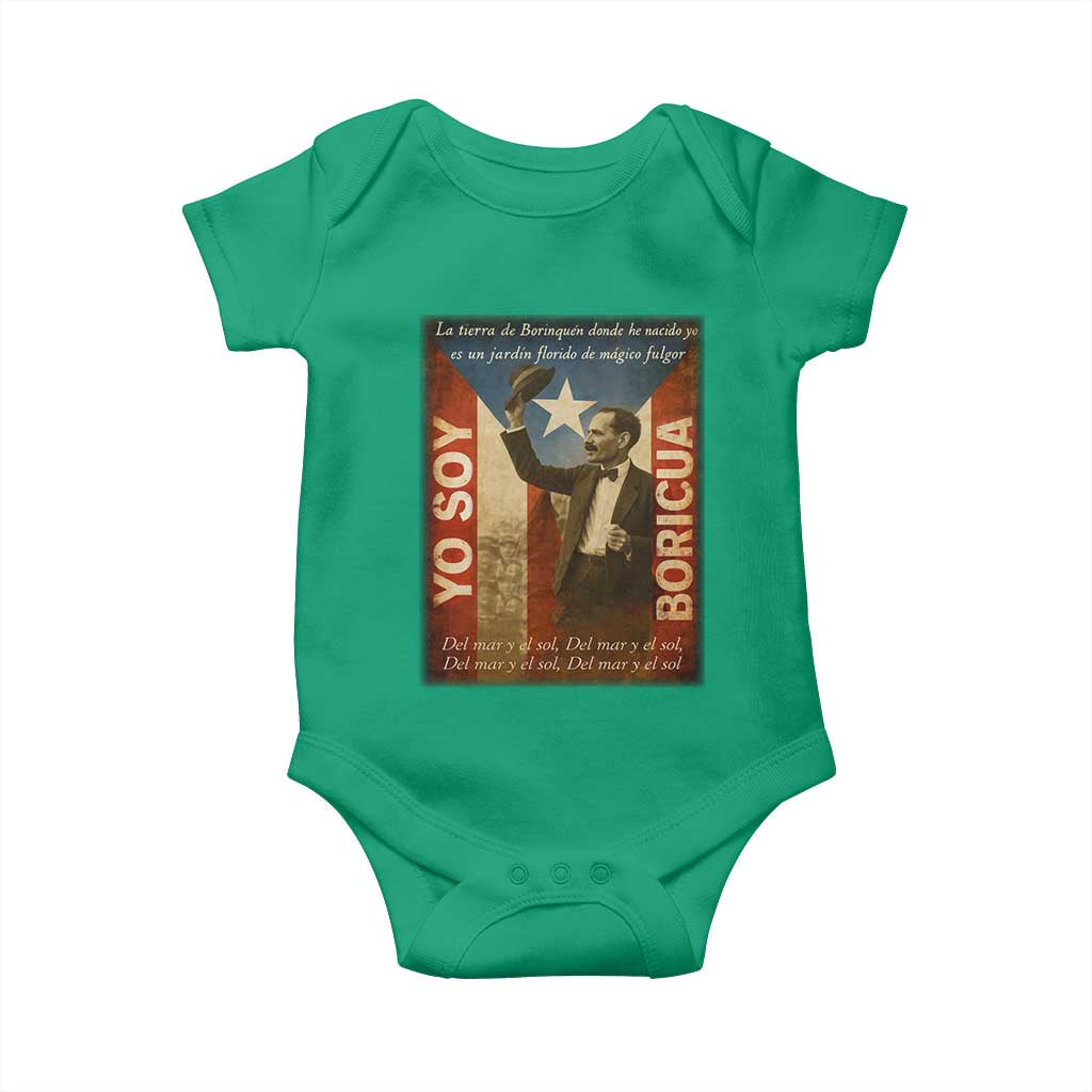 Pedro Albizu Campos Baby Onesie Yo Soy Boricua Vintage Puerto Rican Flag - Wonder Print Shop