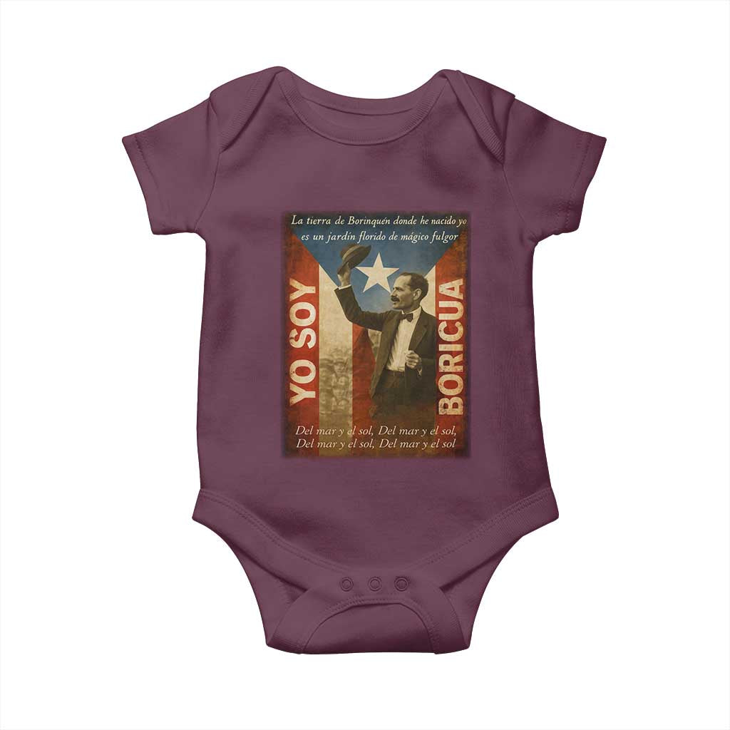 Pedro Albizu Campos Baby Onesie Yo Soy Boricua Vintage Puerto Rican Flag - Wonder Print Shop