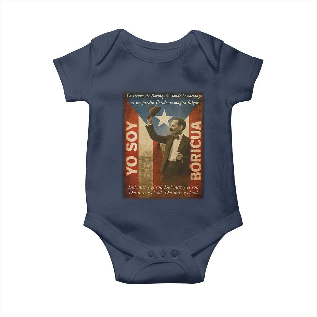 Pedro Albizu Campos Baby Onesie Yo Soy Boricua Vintage Puerto Rican Flag - Wonder Print Shop