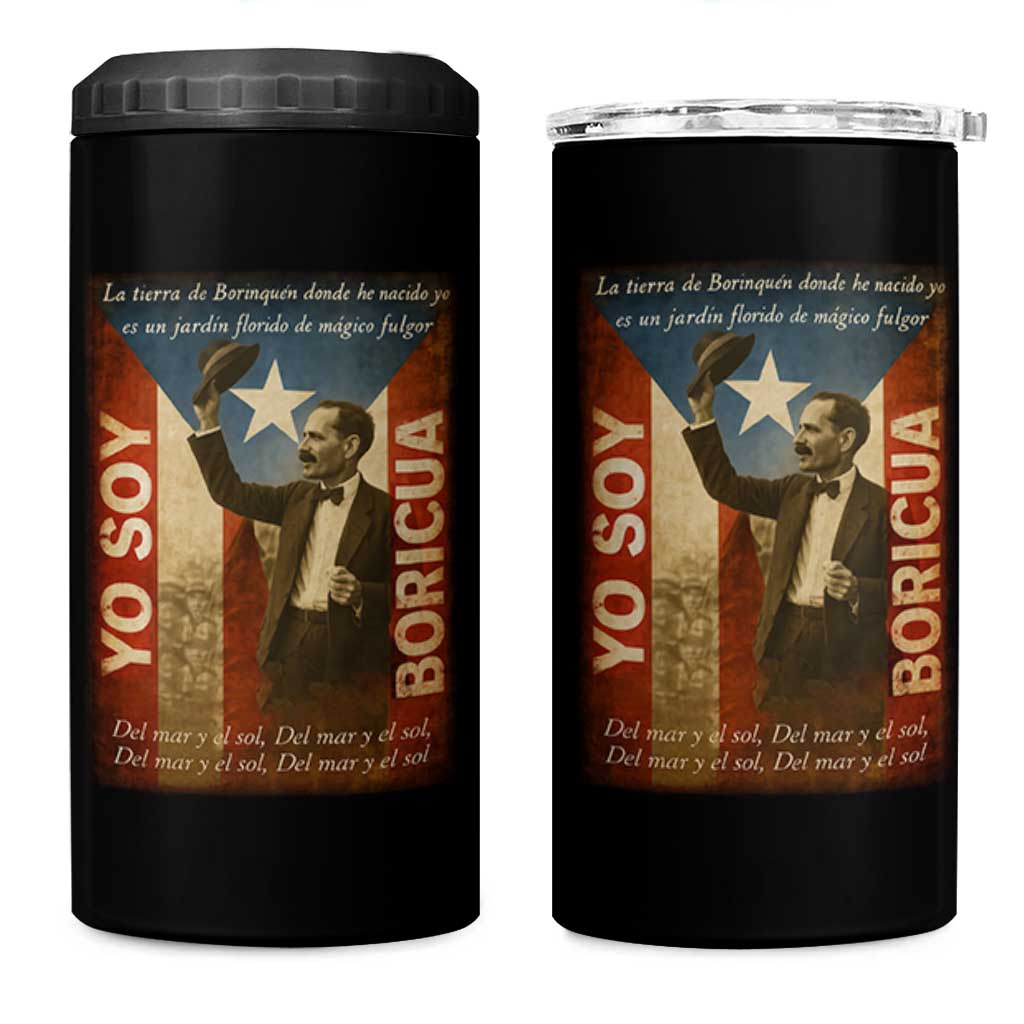Pedro Albizu Campos 4 in 1 Can Cooler Tumbler Yo Soy Boricua Vintage Puerto Rican Flag - Wonder Print Shop