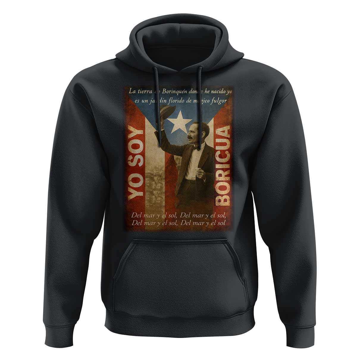 Pedro Albizu Campos Hoodie Yo Soy Boricua Vintage Puerto Rican Flag - Wonder Print Shop