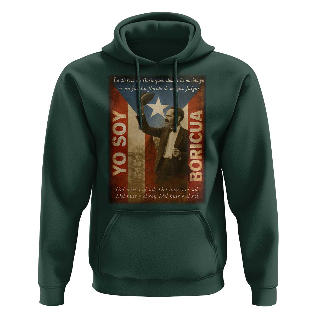 Pedro Albizu Campos Hoodie Yo Soy Boricua Vintage Puerto Rican Flag - Wonder Print Shop