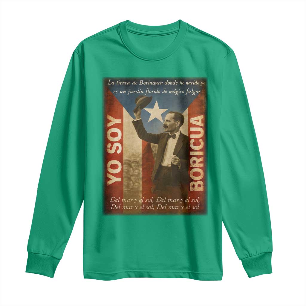 Pedro Albizu Campos Long Sleeve Shirt Yo Soy Boricua Vintage Puerto Rican Flag - Wonder Print Shop