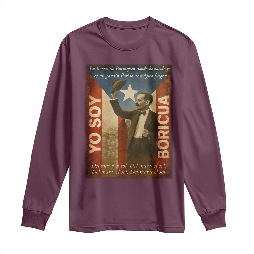 Pedro Albizu Campos Long Sleeve Shirt Yo Soy Boricua Vintage Puerto Rican Flag - Wonder Print Shop