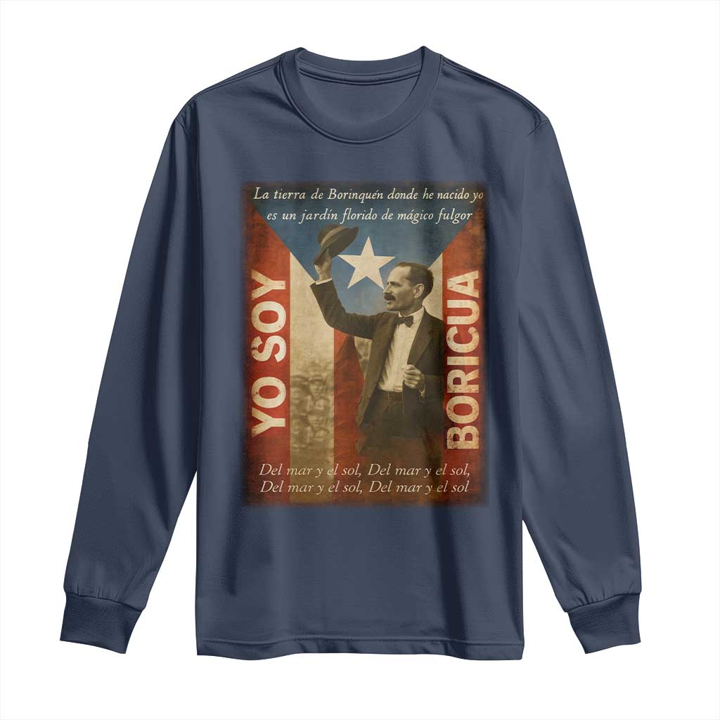 Pedro Albizu Campos Long Sleeve Shirt Yo Soy Boricua Vintage Puerto Rican Flag - Wonder Print Shop
