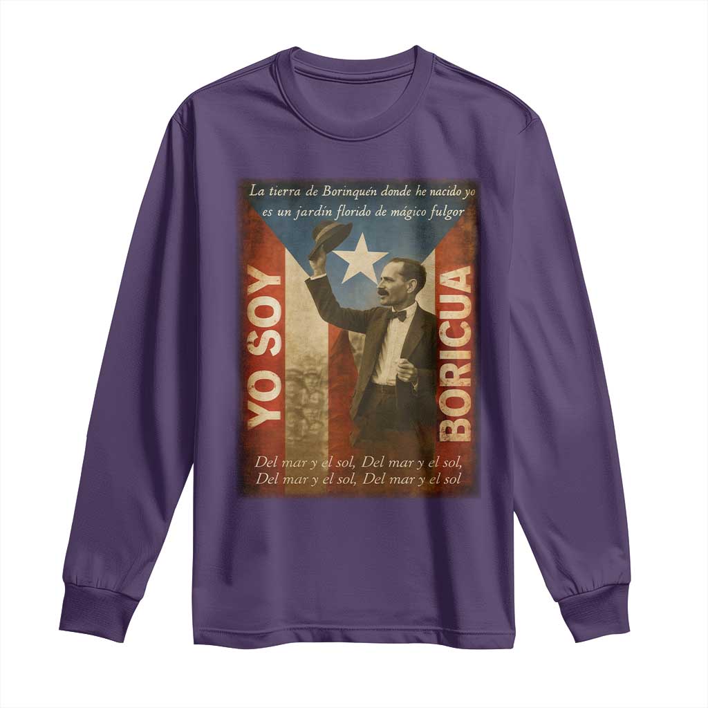 Pedro Albizu Campos Long Sleeve Shirt Yo Soy Boricua Vintage Puerto Rican Flag - Wonder Print Shop