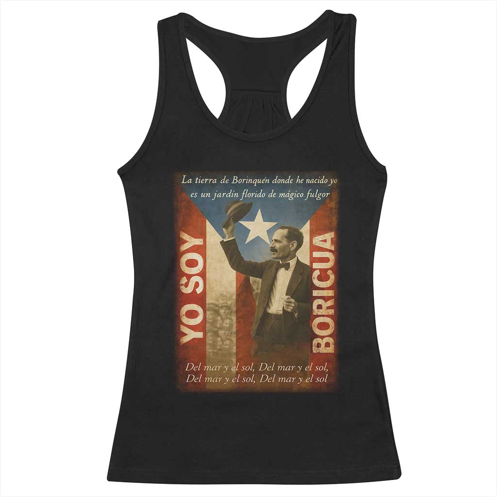 Pedro Albizu Campos Racerback Tank Top Yo Soy Boricua Vintage Puerto Rican Flag - Wonder Print Shop