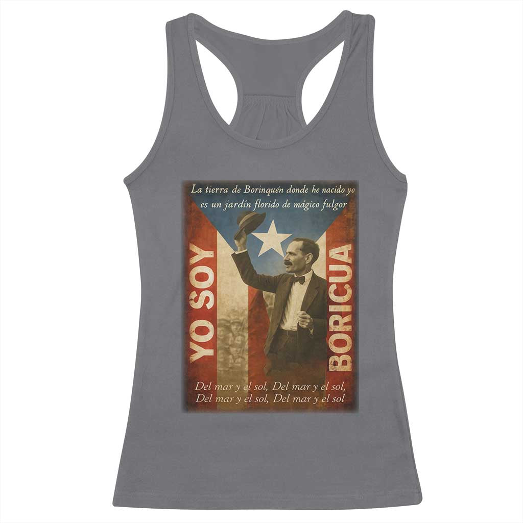 Pedro Albizu Campos Racerback Tank Top Yo Soy Boricua Vintage Puerto Rican Flag - Wonder Print Shop
