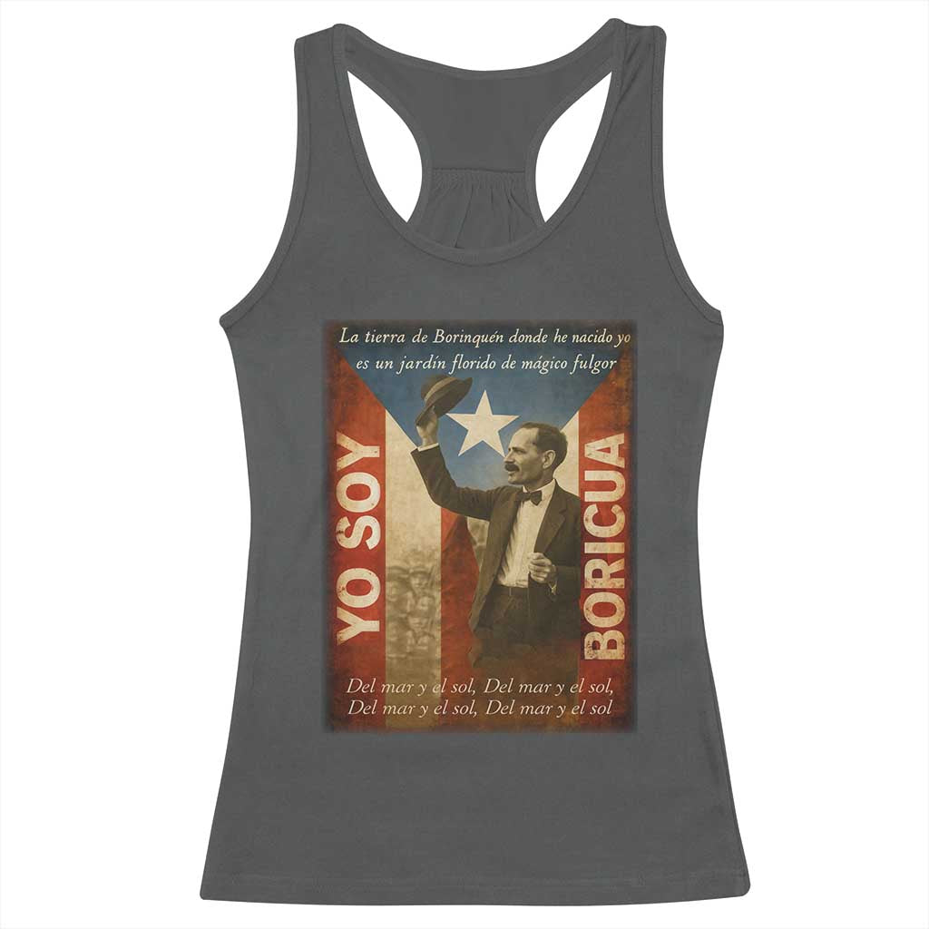 Pedro Albizu Campos Racerback Tank Top Yo Soy Boricua Vintage Puerto Rican Flag - Wonder Print Shop