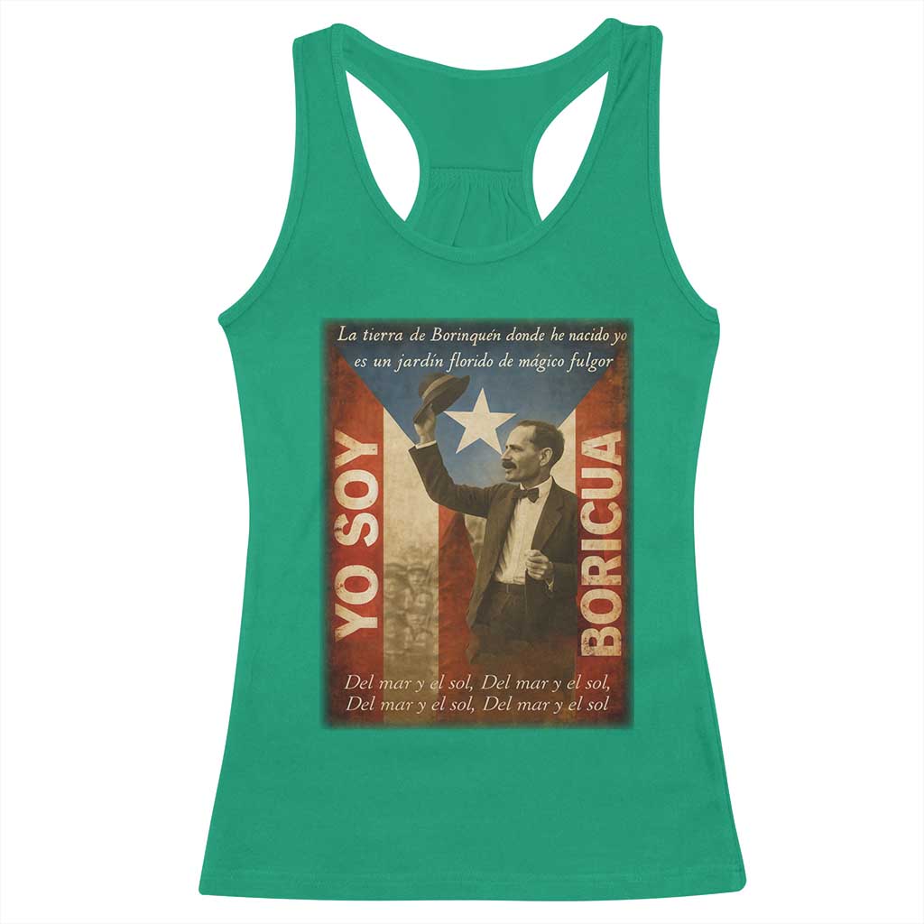 Pedro Albizu Campos Racerback Tank Top Yo Soy Boricua Vintage Puerto Rican Flag - Wonder Print Shop