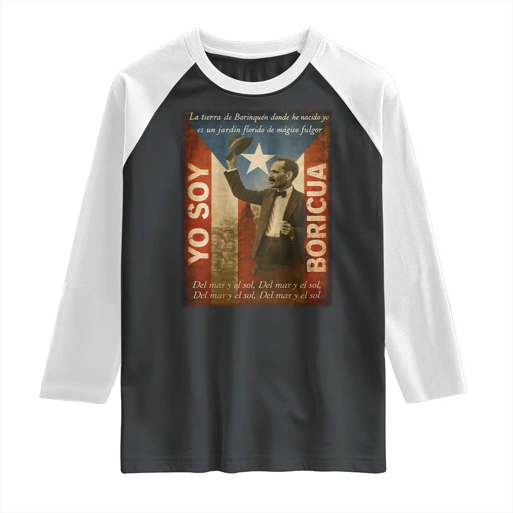 Pedro Albizu Campos Raglan Shirt Yo Soy Boricua Vintage Puerto Rican Flag - Wonder Print Shop