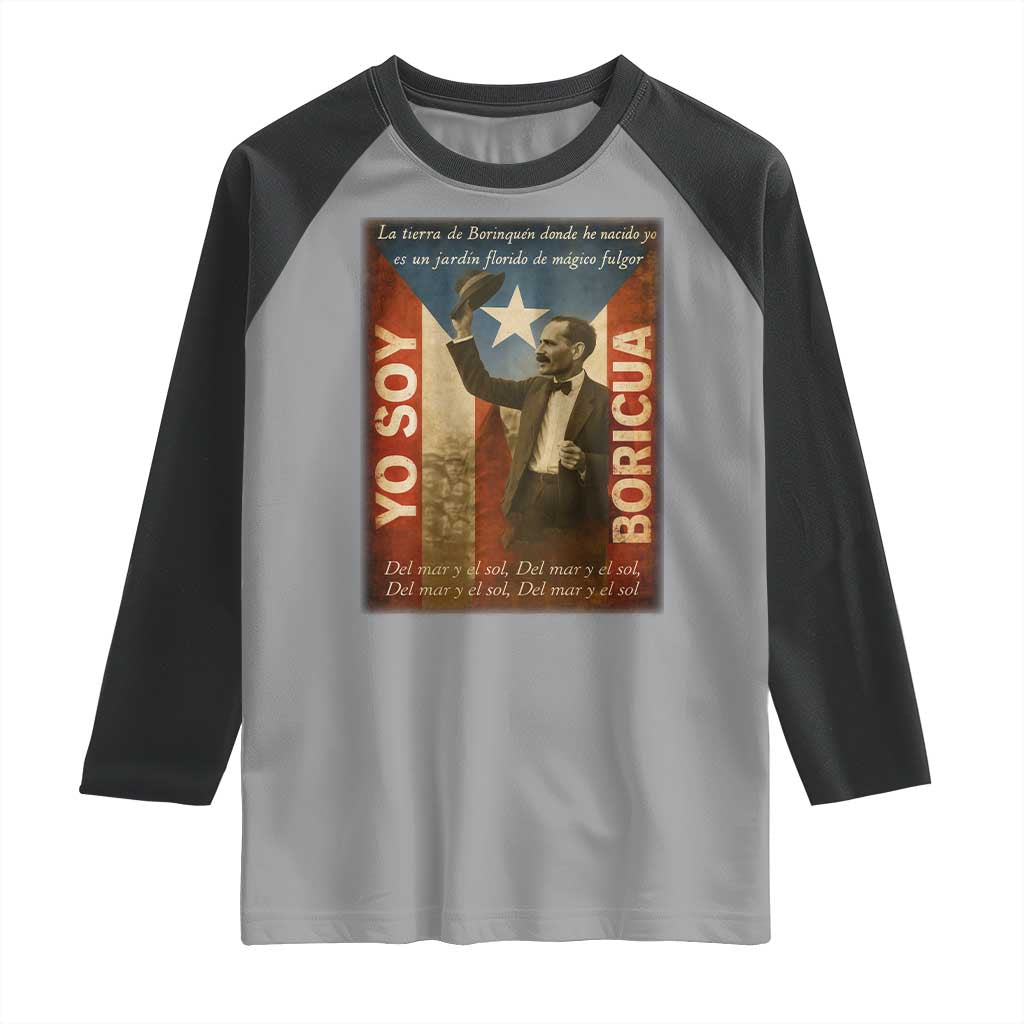 Pedro Albizu Campos Raglan Shirt Yo Soy Boricua Vintage Puerto Rican Flag - Wonder Print Shop